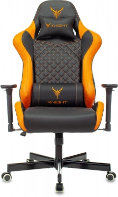 Кресло игровое Knight Armor черный/оранжевый ромбик экокожа с подголов. крестов. металл, купить в Сыктывкаре