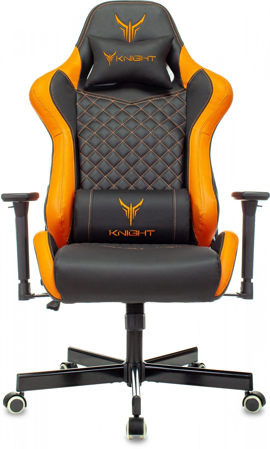 Кресло игровое Knight Armor черный/оранжевый ромбик экокожа с подголов. крестов. металл, купить в Сыктывкаре