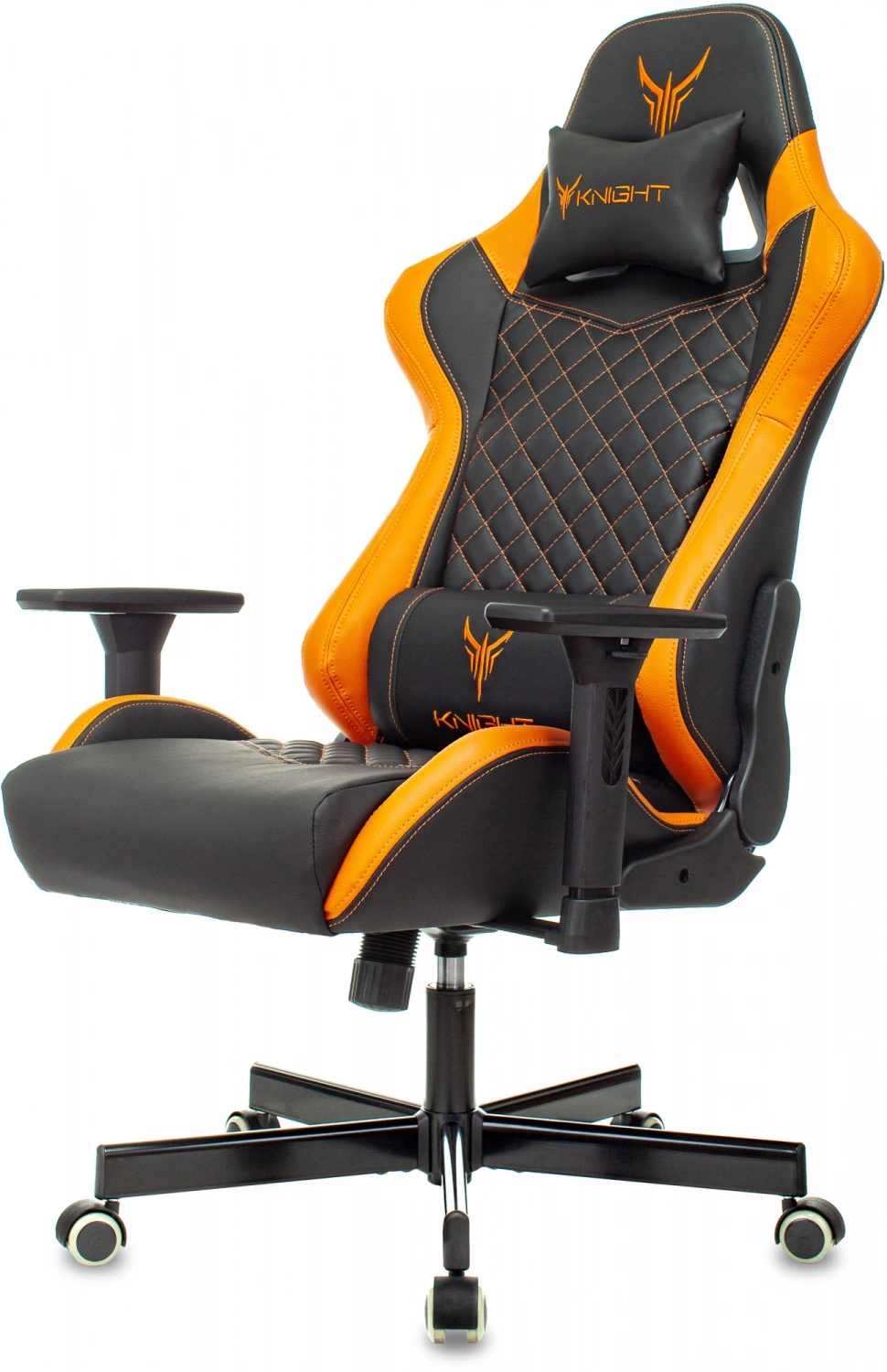 Кресло игровое Knight Armor черный/оранжевый ромбик экокожа с подголов. крестов. металл, купить в Сыктывкаре