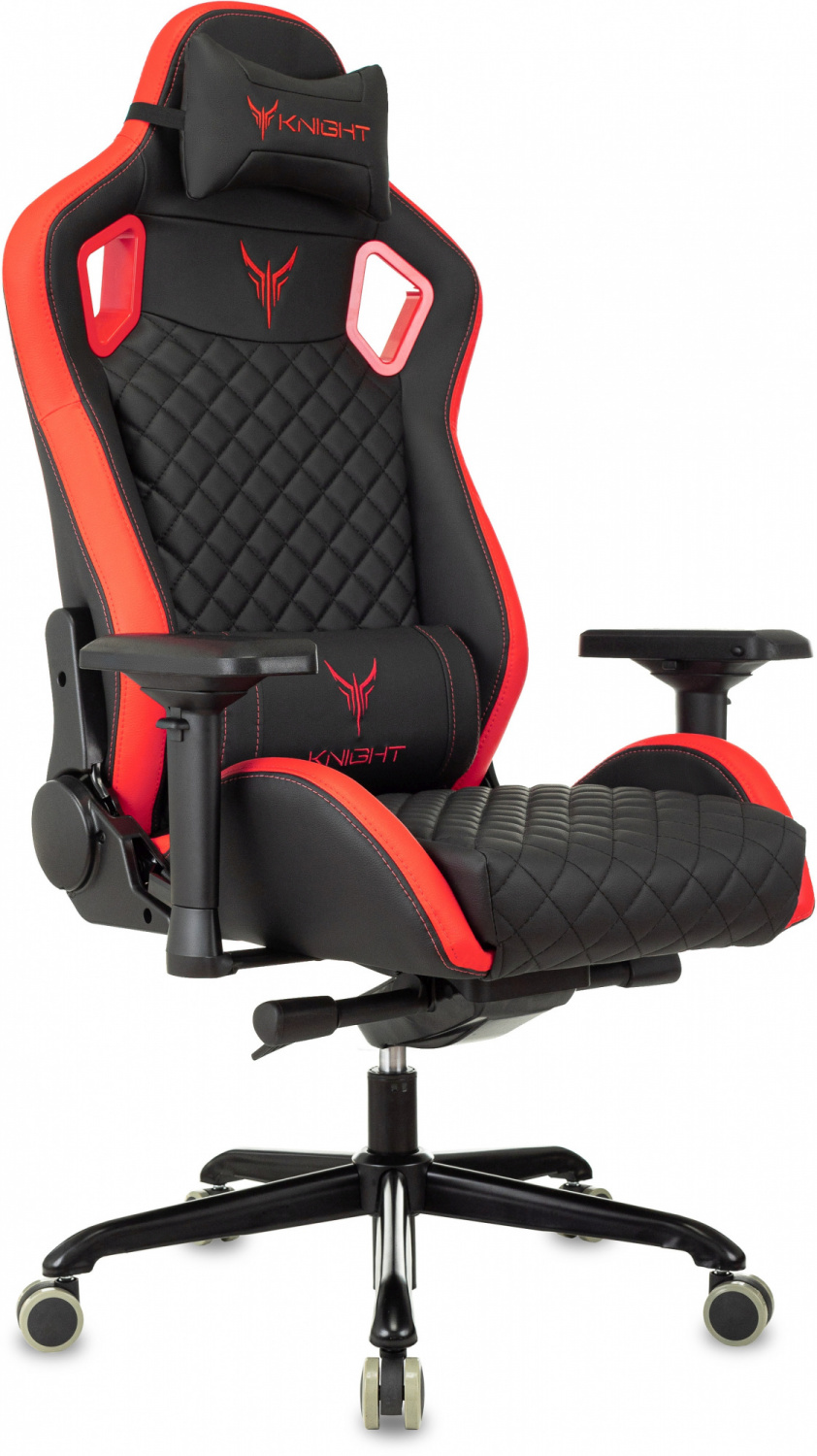 Кресло игровое Knight Titan черный/красный ромбик экокожа с подголов. крестов. металл, купить в Сыктывкаре