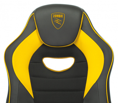 Кресло игровое Zombie GAME 16 черный/желтый ткань/эко.кожа крестов. пластик, купить в Сыктывкаре
