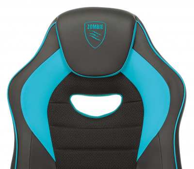 Кресло игровое Zombie GAME 16 черный/голубой ткань/эко.кожа крестов. пластик, купить в Сыктывкаре
