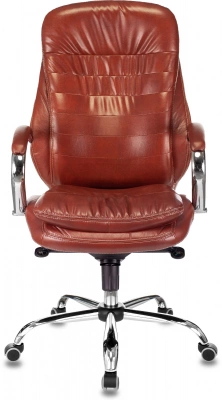 Кресло руководителя Бюрократ T-9950 светло-коричневый Leather Eichel кожа крестов. металл хром, купить в Сыктывкаре