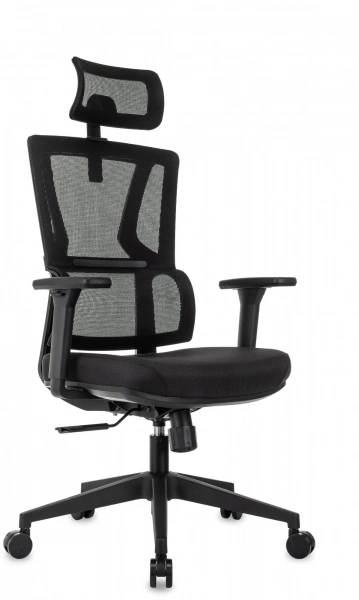 Кресло эргономичное Бюрократ MC-711N-H черный сетка/ткань с подголов. крестов. пластик, купить в Сыктывкаре