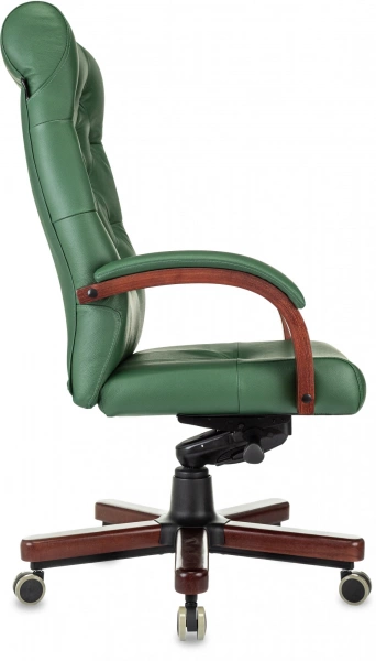 Кресло руководителя Бюрократ T-9928Walnut зеленый кожа крестов. металл/дерево, купить в Сыктывкаре