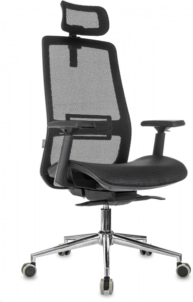 Кресло руководителя Бюрократ MC-912-H черный сетка с подголов. крестов. металл хром, купить в Сыктывкаре