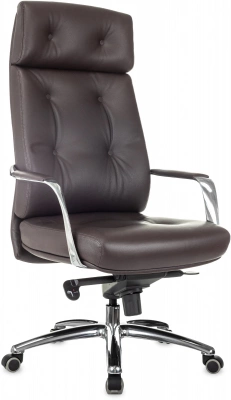 Кресло руководителя Бюрократ _DAO коричневый кожа крестов. алюминий, купить в Сыктывкаре