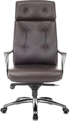Кресло руководителя Бюрократ _DAO коричневый кожа крестов. алюминий, купить в Сыктывкаре