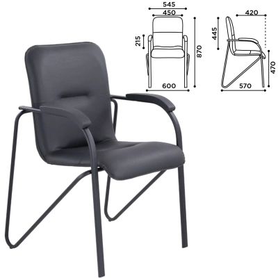 Кресло для приемных и переговорных «Samba CF-107», черный каркас, кожзам черный, собранное, купить в Сыктывкаре