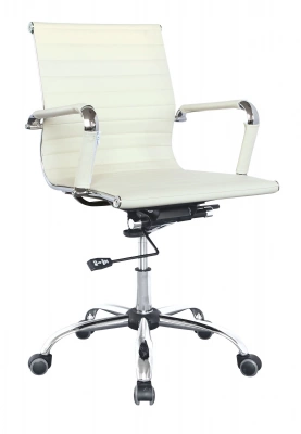 Кресло руководителя Бюрократ CH-883-LOW слоновая кость экокожа низк.спин. крестов. металл хром, купить в Сыктывкаре