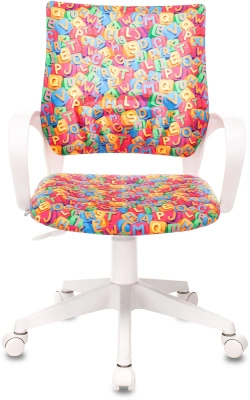 Кресло детское Бюрократ BUROKIDS 1 W мультиколор алфавит крестов. пластик пластик белый, купить в Сыктывкаре