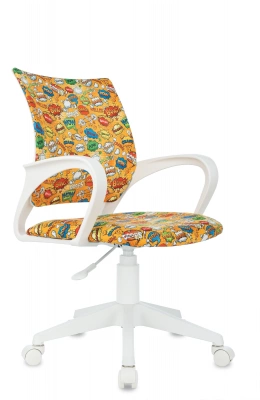 Кресло детское Бюрократ BUROKIDS 1 W оранжевый бэнг крестов. пластик пластик белый, купить в Сыктывкаре