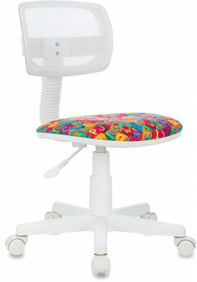 Кресло детское Бюрократ CH-W299 белый TW-15 сиденье мультиколор алфавит сетка/ткань крестов. пластик пластик белый, купить в Сыктывкаре