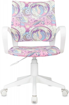 Кресло детское Бюрократ BUROKIDS 1 W мультиколор луна розовая крестов. пластик пластик белый, купить в Сыктывкаре