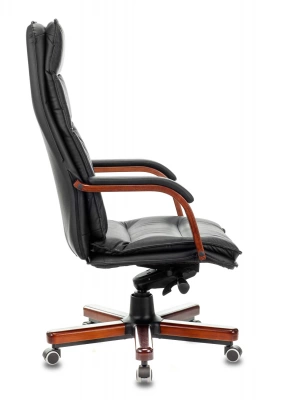 Кресло руководителя Бюрократ T-9927WALNUT черный кожа крестов. металл/дерево, купить в Сыктывкаре