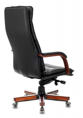 Кресло руководителя Бюрократ T-9927WALNUT черный кожа крестов. металл/дерево, купить в Сыктывкаре