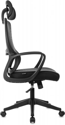 Кресло руководителя Бюрократ Wise черный сетка/ткань с подголов. крестов. пластик, купить в Сыктывкаре