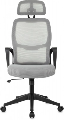 Кресло руководителя Бюрократ Wise серый сетка/ткань с подголов. крестов. пластик, купить в Сыктывкаре