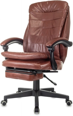 Кресло руководителя Бюрократ T-9950MSG-F коричневый экокожа крестов. пластик подст.для ног, купить в Сыктывкаре