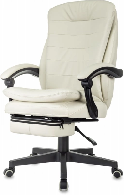 Кресло руководителя Бюрократ T-9950MSG-F слоновая кость экокожа крестов. пластик подст.для ног, купить в Сыктывкаре