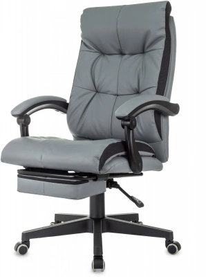 Кресло руководителя Бюрократ CH-824MSG-BF серый ткань/эко.кожа крестов. пластик подст.для ног, купить в Сыктывкаре