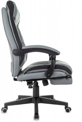 Кресло руководителя Бюрократ CH-824MSG-BF серый ткань/эко.кожа крестов. пластик подст.для ног, купить в Сыктывкаре