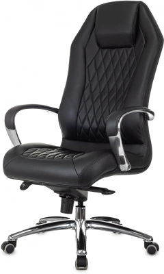 Кресло руководителя Бюрократ _Aura черный кожа крестов. алюминий, купить в Сыктывкаре