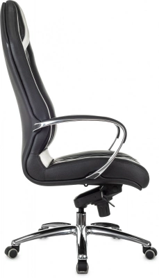 Кресло руководителя Бюрократ _Aura черный кожа крестов. алюминий, купить в Сыктывкаре