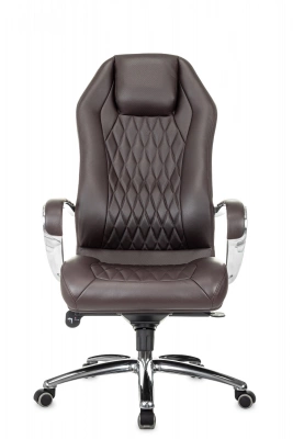 Кресло руководителя Бюрократ _Aura коричневый кожа крестов. алюминий, купить в Сыктывкаре