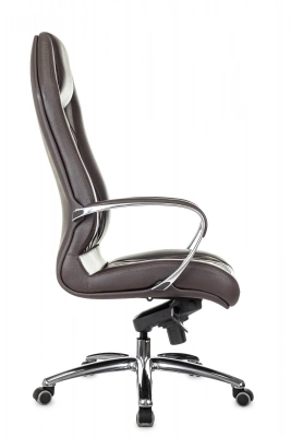 Кресло руководителя Бюрократ _Aura коричневый кожа крестов. алюминий, купить в Сыктывкаре