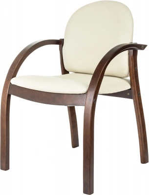 Стул Бюрократ Джуно светло-бежевый экокожа на ножках дерево, купить в Сыктывкаре