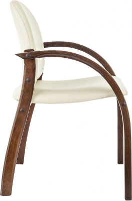 Стул Бюрократ Джуно светло-бежевый экокожа на ножках дерево, купить в Сыктывкаре