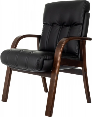 Кресло Бюрократ T-9932W-CF-Eco черный экокожа на ножках дерево, купить в Сыктывкаре
