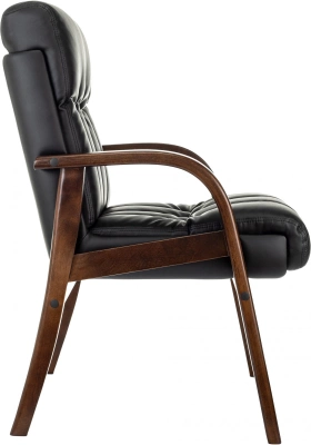 Кресло Бюрократ T-9932W-CF-Eco черный экокожа на ножках дерево, купить в Сыктывкаре