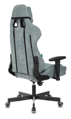 Кресло игровое Zombie VIKING KNIGHT Fabric серо-голубой Light-28 с подголов. крестов. металл, купить в Сыктывкаре