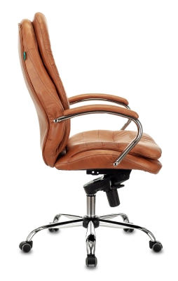 Кресло руководителя Бюрократ T-9950 рыжий Leather Ontano кожа крестов. металл хром, купить в Сыктывкаре