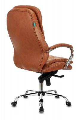 Кресло руководителя Бюрократ T-9950 рыжий Leather Ontano кожа крестов. металл хром, купить в Сыктывкаре