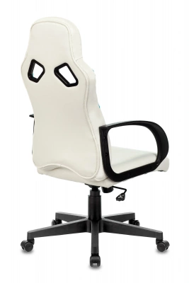 Кресло игровое Zombie RUNNER белый/голубой экокожа крестов. пластик, купить в Сыктывкаре