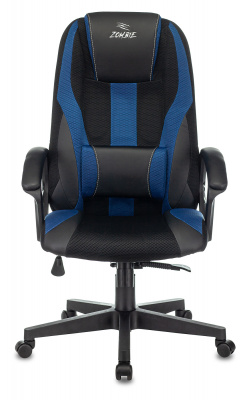 Кресло игровое Zombie 9 черный/синий ткань/эко.кожа крестов. пластик, купить в Сыктывкаре