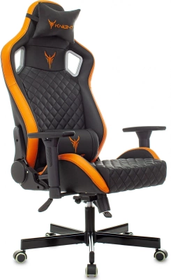 Кресло игровое Knight Outrider черный/оранжевый ромбик экокожа с подголов. крестов. металл, купить в Сыктывкаре