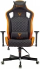 Кресло игровое Knight Outrider черный/оранжевый ромбик экокожа с подголов. крестов. металл, купить в Сыктывкаре