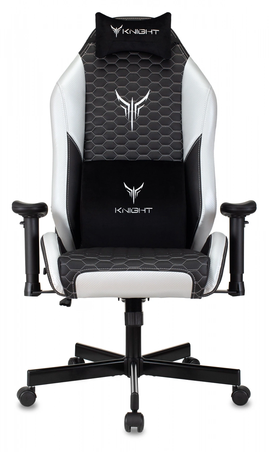 Кресло игровое Knight Neon черный/серебряный соты экокожа с подголов. крестов. металл, купить в Сыктывкаре