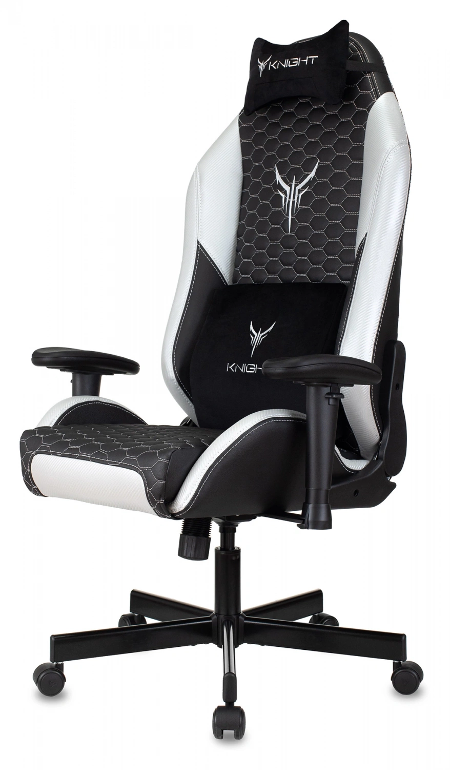 Кресло игровое Knight Neon черный/серебряный соты экокожа с подголов. крестов. металл, купить в Сыктывкаре