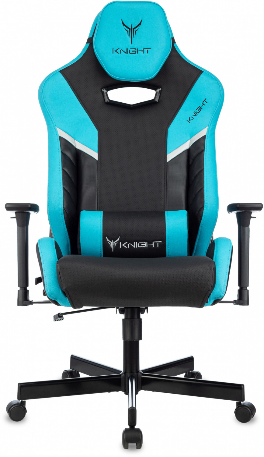 Кресло игровое Knight Thunder 5X черный/голубой экокожа крестов. металл, купить в Сыктывкаре