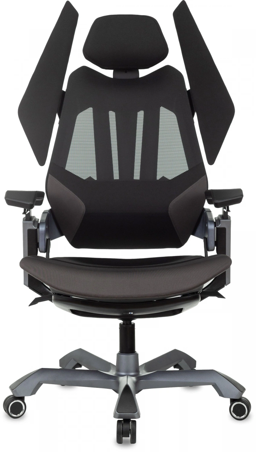 Кресло игровое Knight Aero черный с подголов. крестов. пластик пластик серебро — фото, характеристики, наличие в Сыктывкаре