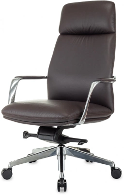 Кресло руководителя Бюрократ _Vega коричневый кожа с подголов. крестов. алюминий, купить в Сыктывкаре