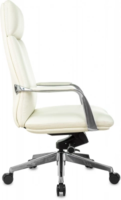 Кресло руководителя Бюрократ _Vega белый кожа с подголов. крестов. алюминий, купить в Сыктывкаре