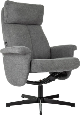 Кресло для дома Бюрократ _Baron с пуфом серый металл черный крестов. (_BARON/GREY), купить в Сыктывкаре