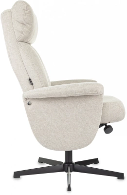 Кресло для дома Бюрократ _Baron с пуфом бежевый металл черный крестов. (_BARON/BEIGE), купить в Сыктывкаре