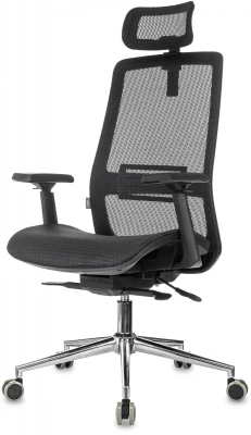 Кресло эргономичное Бюрократ MC-912-H черный сетка с подголов. крестов. металл хром, купить в Сыктывкаре